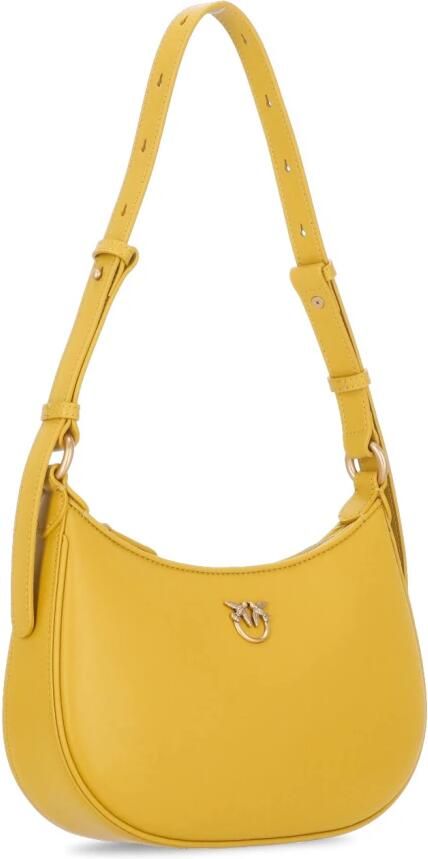 Pinko Gele Leren Schoudertas Love Birds Yellow Dames - Foto 3