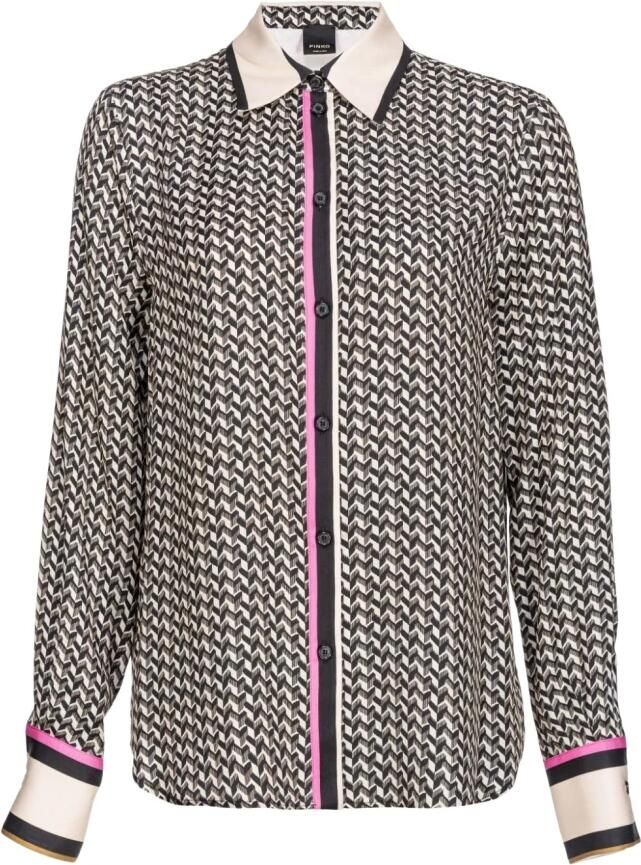Pinko Geometrisch Patroon Shirt Beige Multicolor Dames