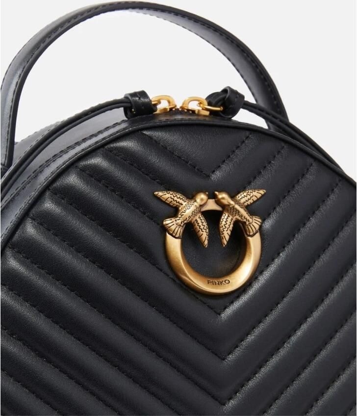 Pinko Gewatteerde Nappa Leren Rugzak met Love Birds Diamond Cut Gesp Black Dames - Foto 2