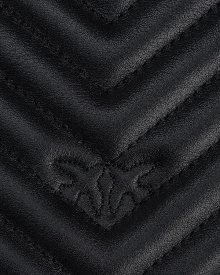 Pinko Gewatteerde Nappa Leren Rugzak met Love Birds Diamond Cut Gesp Black Dames