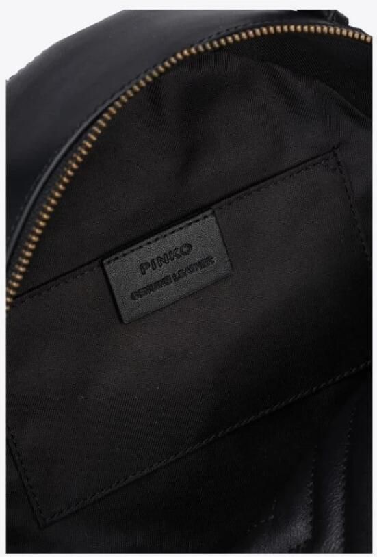 Pinko Gewatteerde Nappa Leren Rugzak met Love Birds Diamond Cut Gesp Black Dames - Foto 8