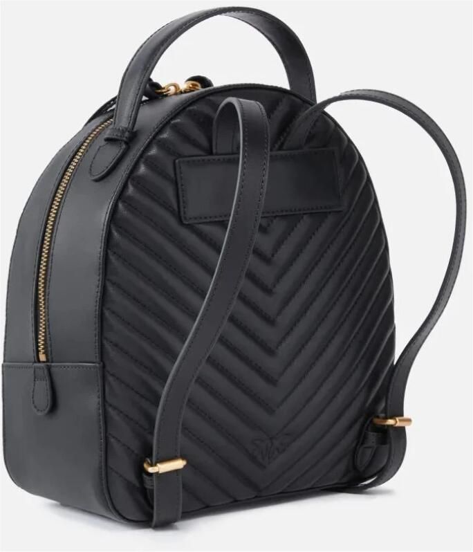 Pinko Gewatteerde Nappa Leren Rugzak met Love Birds Diamond Cut Gesp Black Dames - Foto 4