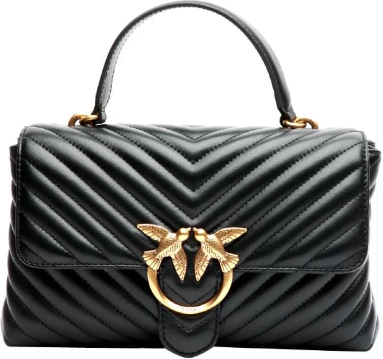Pinko Klassieke Sheep Nappa Chevron Gewatteerde Handtas Black Dames