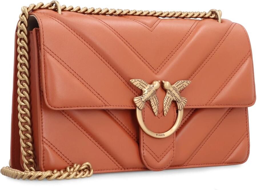 Pinko Gewatteerde Leren Love Birds Crossbody Tas Brown Dames - Foto 3