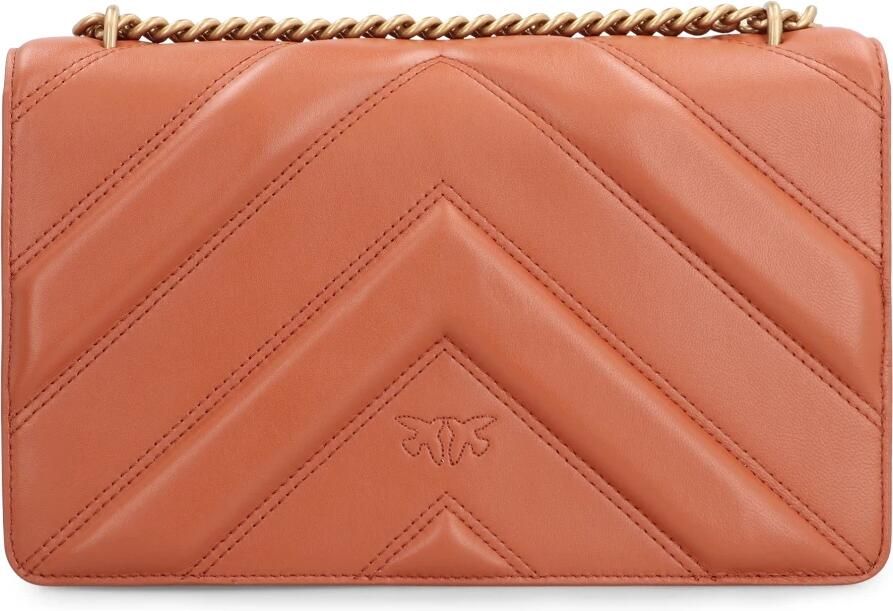 Pinko Gewatteerde Leren Love Birds Crossbody Tas Brown Dames - Foto 4
