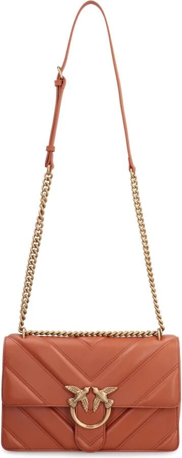 Pinko Gewatteerde Leren Love Birds Crossbody Tas Brown Dames - Foto 5