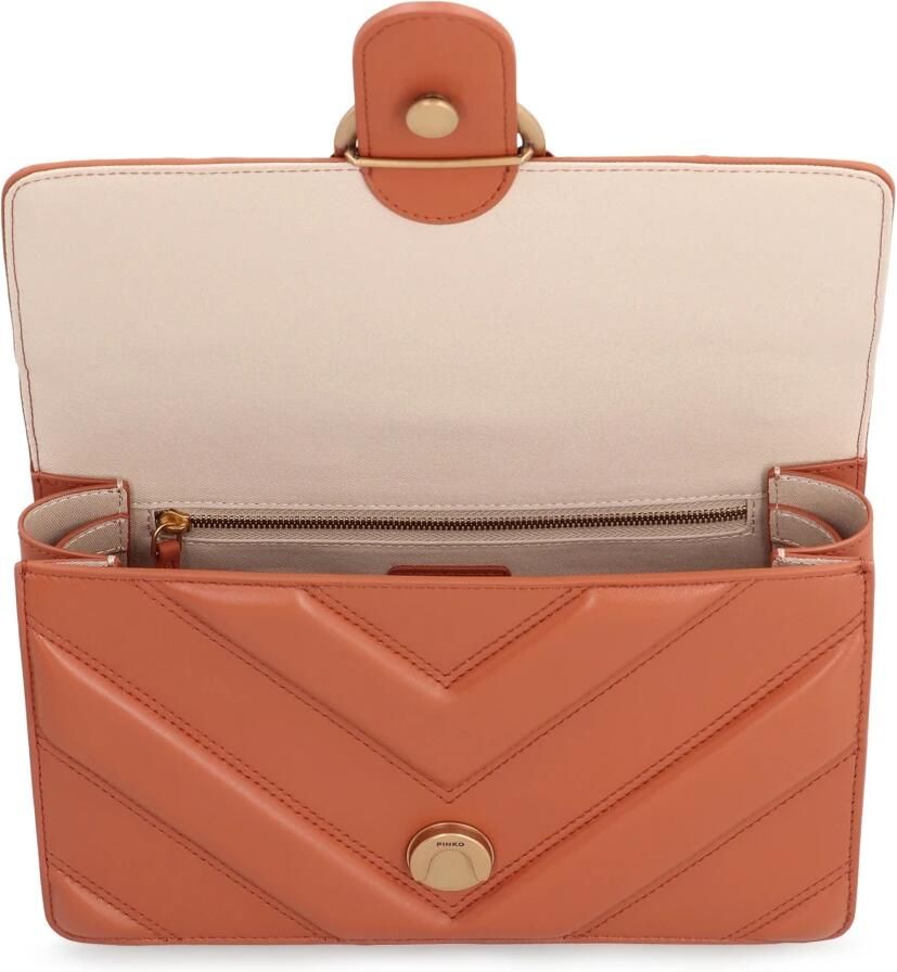 Pinko Gewatteerde Leren Love Birds Crossbody Tas Brown Dames - Foto 2
