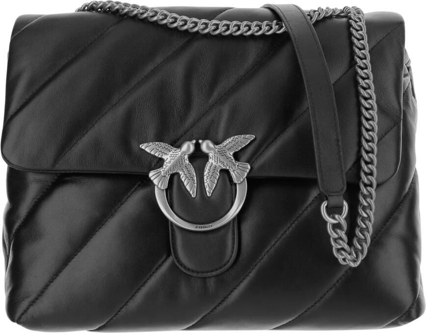 Pinko Gewatteerde leren schoudertas met Love Birds detail Black Dames - Foto 4