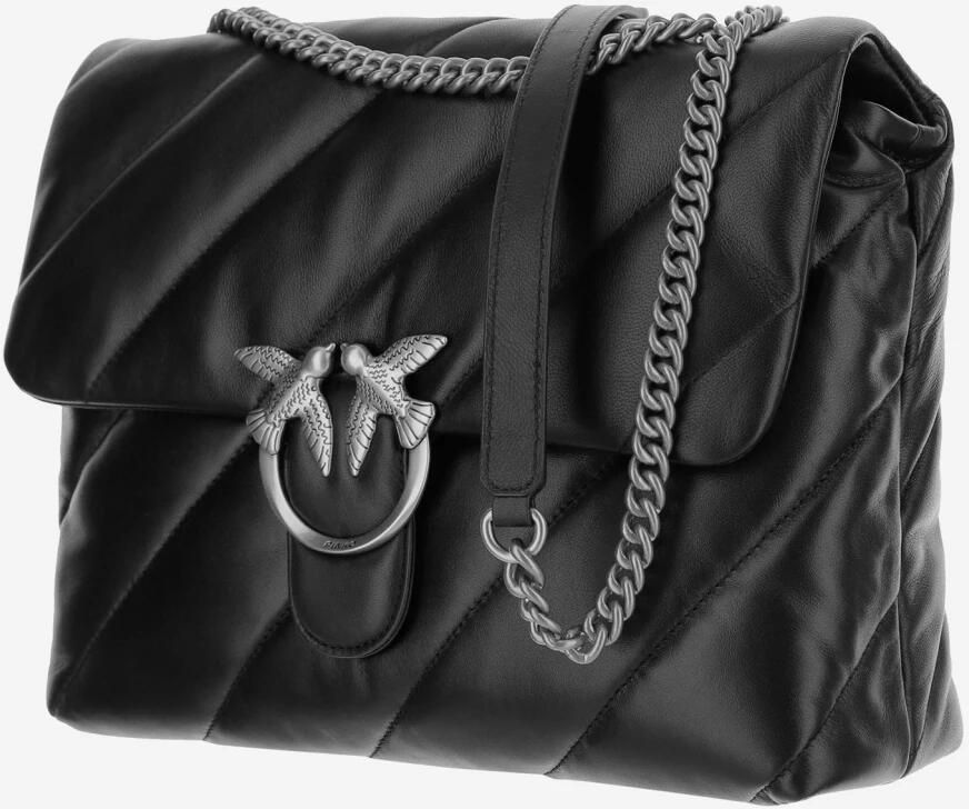 Pinko Gewatteerde leren schoudertas met Love Birds detail Black Dames - Foto 3