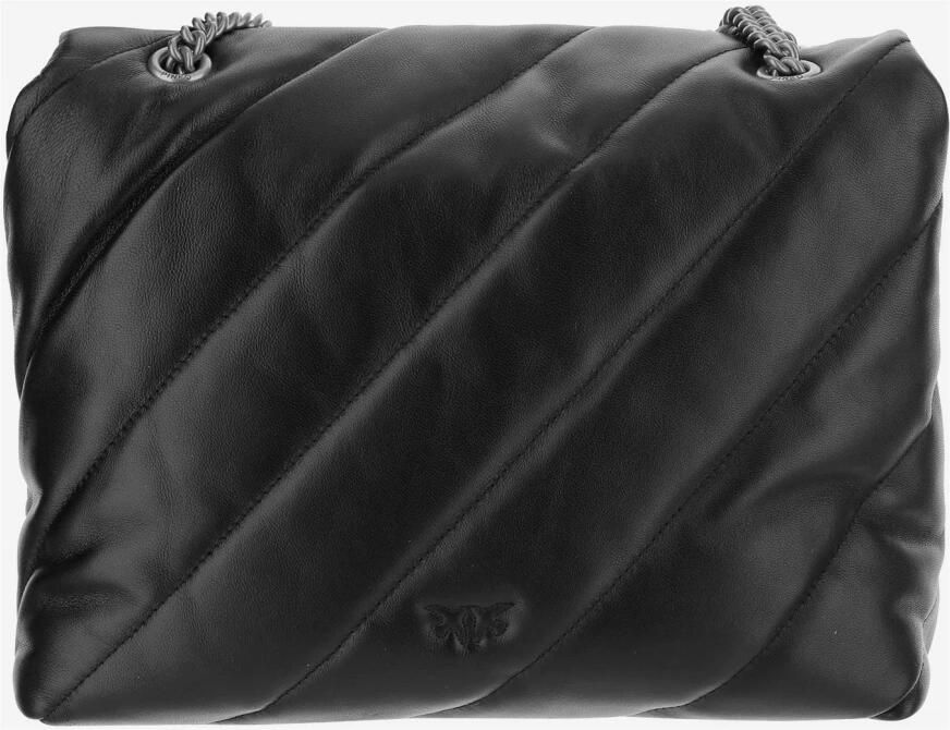 Pinko Gewatteerde leren schoudertas met Love Birds detail Black Dames - Foto 5