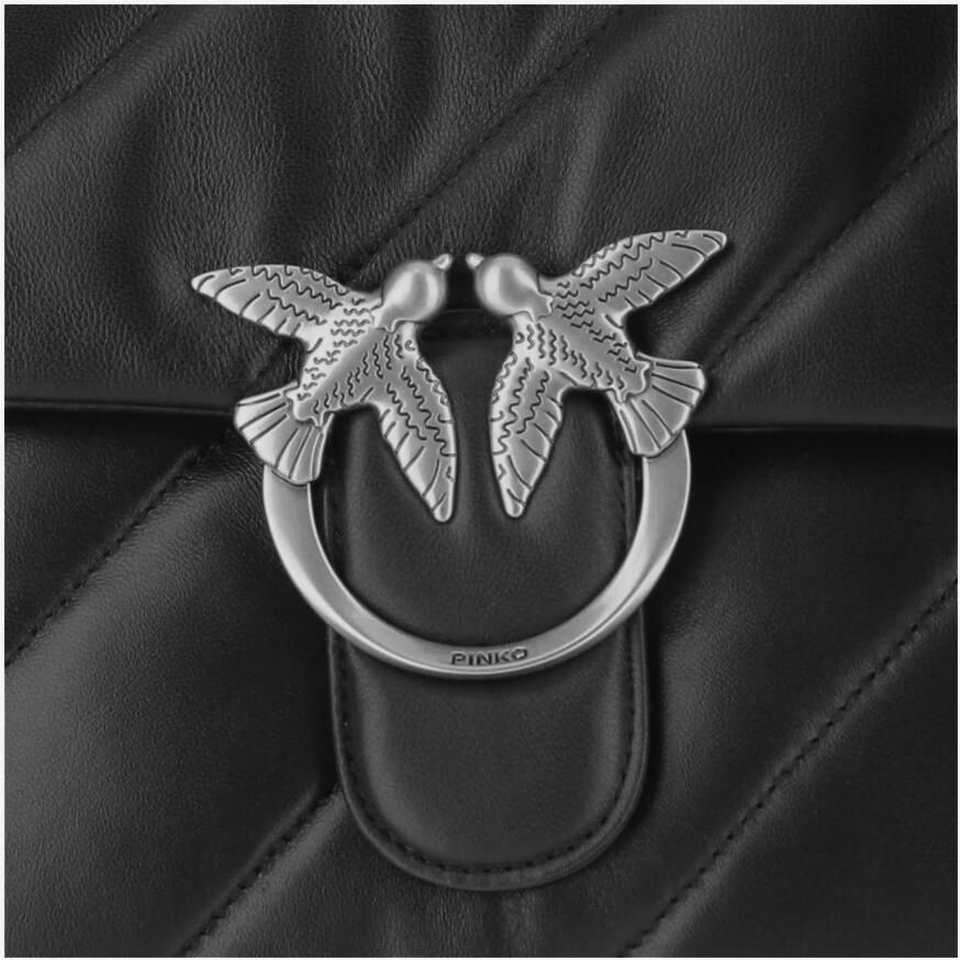 Pinko Gewatteerde leren schoudertas met Love Birds detail Black Dames - Foto 2