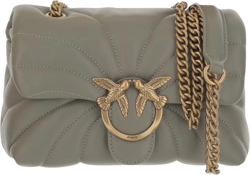 Pinko Gewatteerde Leren Vlindertas met Love Birds Detail Green Dames - Foto 4