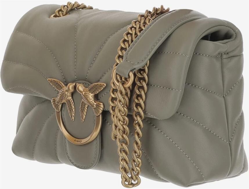 Pinko Gewatteerde Leren Vlindertas met Love Birds Detail Green Dames - Foto 2
