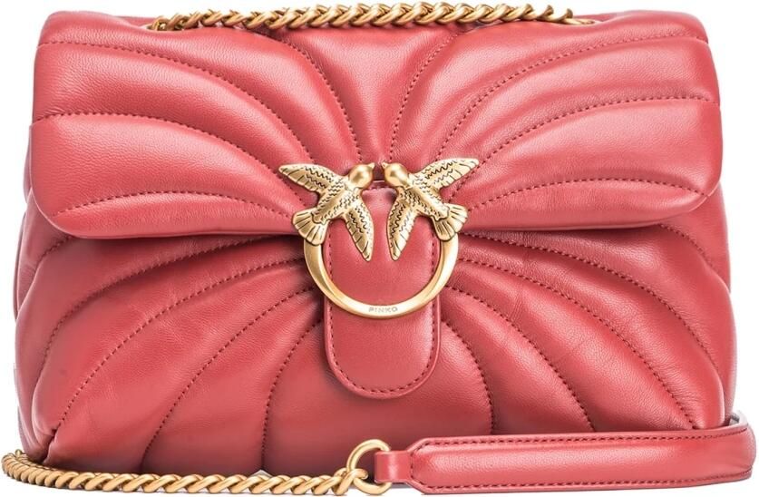 Pinko Gewatteerde Crossbody Tas met Logo Details Red Dames