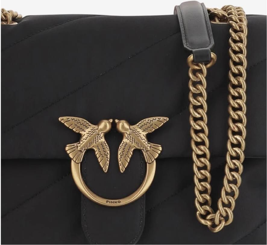 Pinko Gewatteerde Love Birds Schoudertas Black Dames