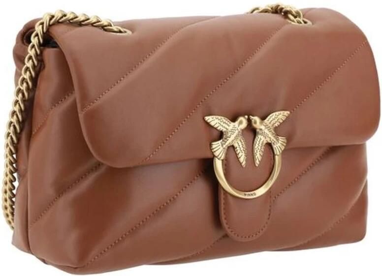 Pinko Gewatteerde Love Classic Schoudertas met verguld logo Brown Dames - Foto 5