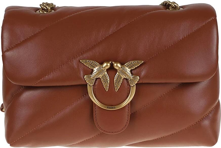 Pinko Gewatteerde Love Classic Schoudertas met verguld logo Brown Dames - Foto 6