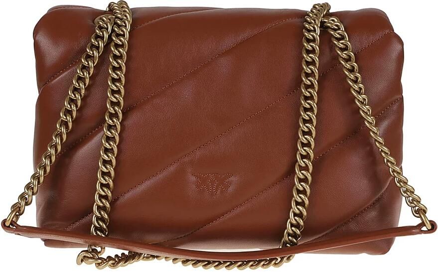 Pinko Gewatteerde Love Classic Schoudertas met verguld logo Brown Dames - Foto 4