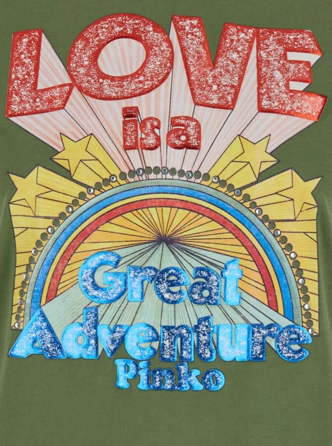 Pinko Groene Grafische Print Katoenen T-shirt Vrouw Green Dames