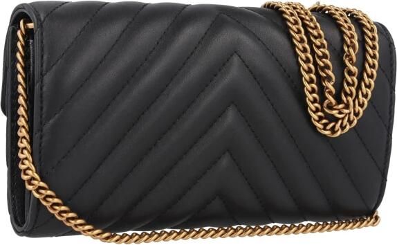 Pinko Gewatteerde Chevron Leren Portemonnee met Love Birds Gesp Black Dames - Foto 4