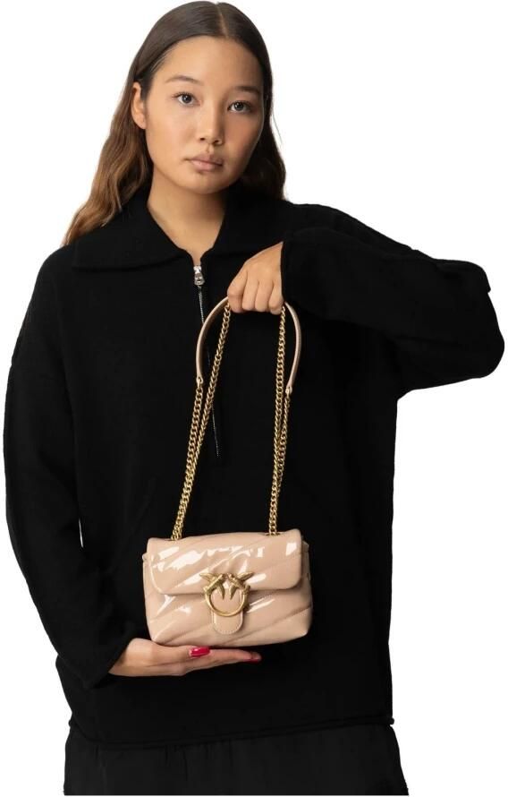 Pinko Glanzende patent schoudertas met charme Pink Dames - Foto 3