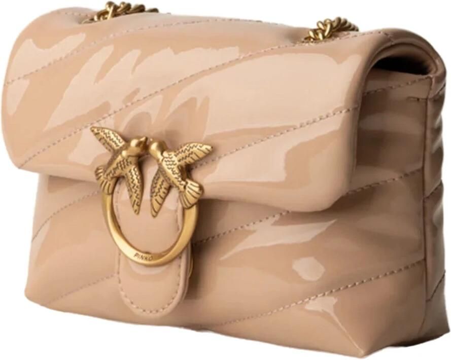Pinko Glanzende patent schoudertas met charme Pink Dames