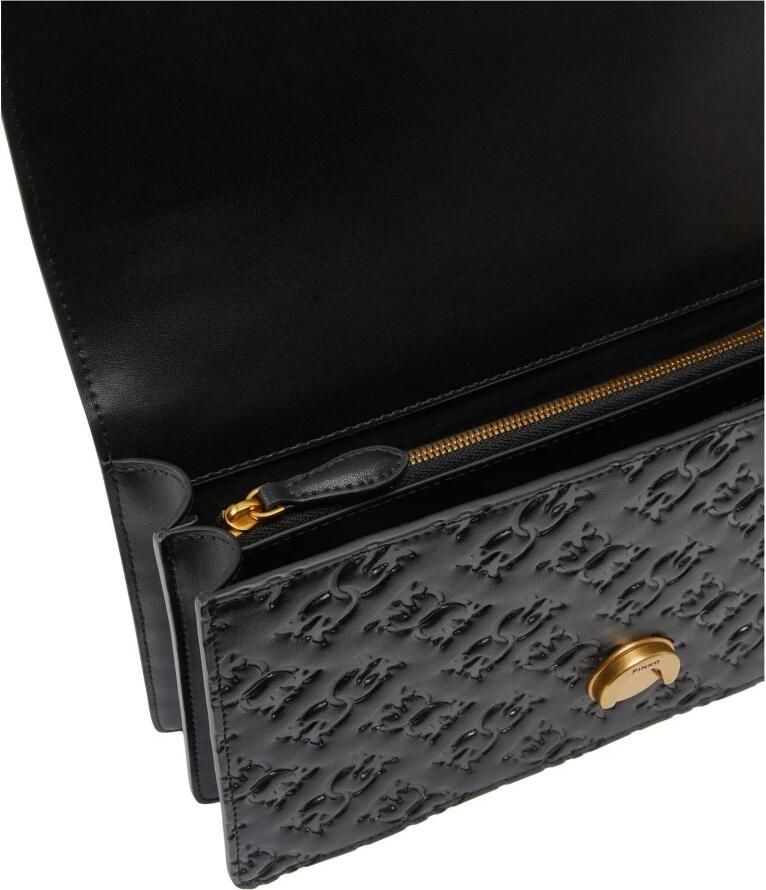 Pinko Love Bag Schoudertas met Love Birds Monogram Print Black Dames