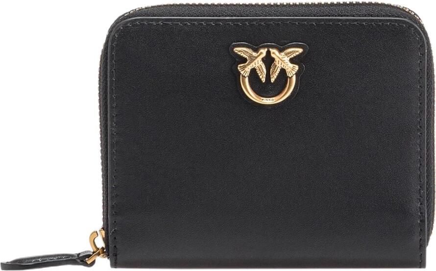 Pinko Leren portemonnee met ritssluiting en Love Birds ontwerp Black Dames - Foto 3