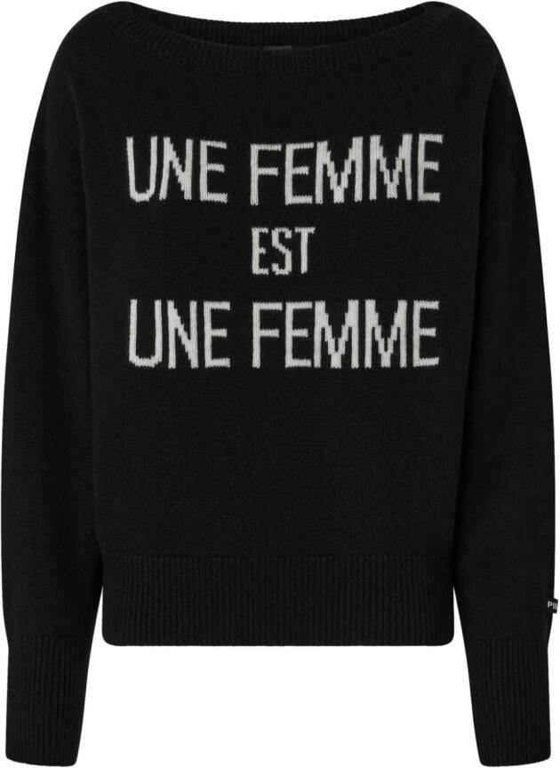 Pinko Intarsia Gebreide Boothals Trui Black Dames