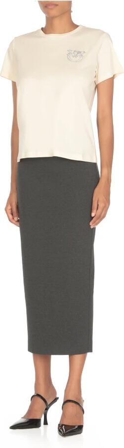 Pinko Liefdesvogels Geborduurd Katoenen T-shirt White Dames - Foto 5