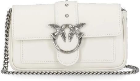 Pinko Zijden Leren Love Tas met Diamond Cut Gesp White Dames - Foto 5