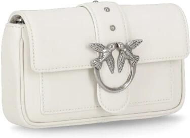 Pinko Zijden Leren Love Tas met Diamond Cut Gesp White Dames - Foto 4