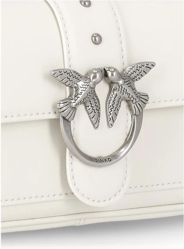 Pinko Zijden Leren Love Tas met Diamond Cut Gesp White Dames
