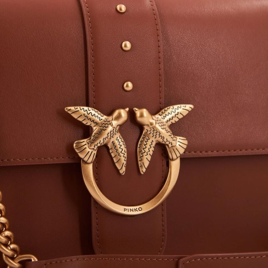 Pinko Klassieke Leren Schoudertas met Iconische Logodetails Brown Dames - Foto 2