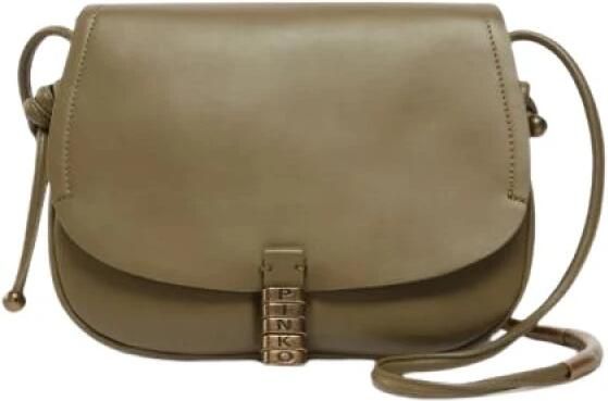 Pinko Klassieke Leren Zadeltas Green Dames - Foto 4