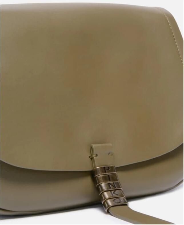 Pinko Klassieke Leren Zadeltas Green Dames - Foto 3