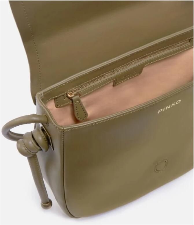 Pinko Klassieke Leren Zadeltas Green Dames - Foto 2