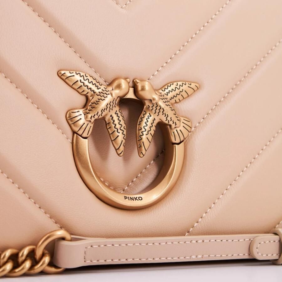 Pinko Klassieke Love Click Crossbody Tas Beige Dames