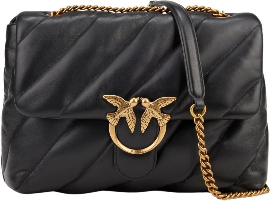 Pinko Gewatteerde Schapen Nappa Handtas Iconisch Logo Black Dames - Foto 4