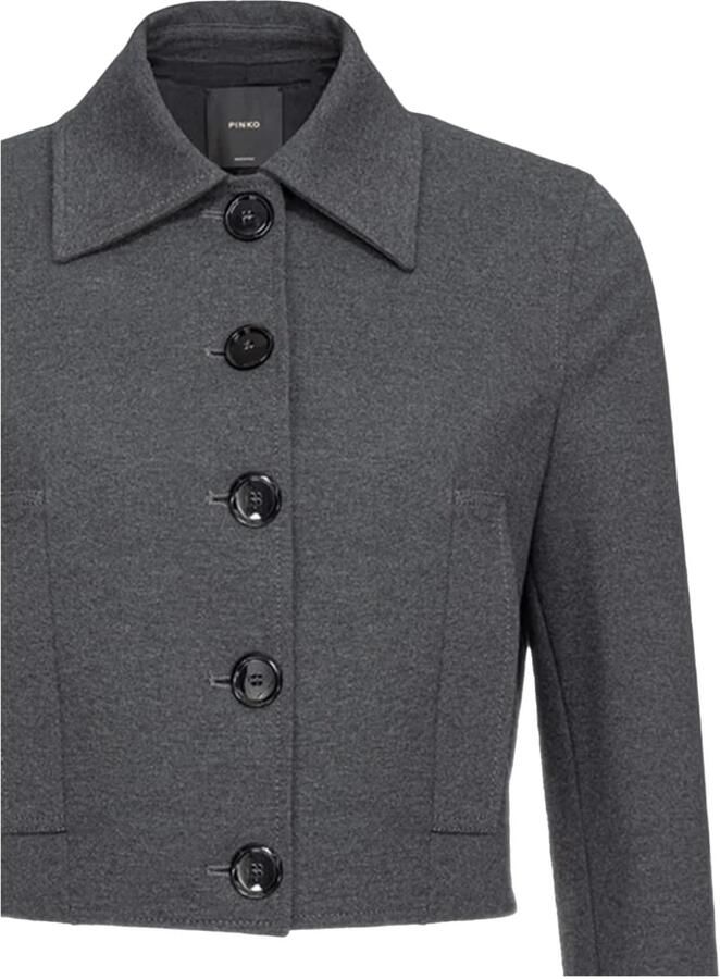 Pinko Stijlvolle Cropped Jas met Logodetails Gray Dames