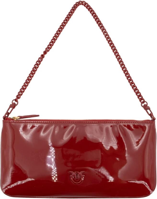 Pinko Glanzende PVC Rode Tas met Diamantgeslepen Detail Red Dames - Foto 5