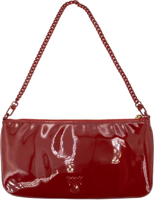 Pinko Glanzende PVC Rode Tas met Diamantgeslepen Detail Red Dames - Foto 6