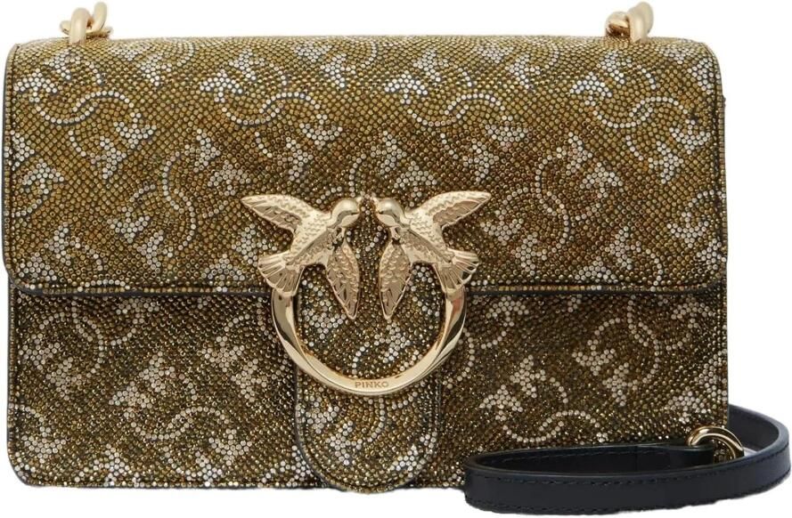 Pinko Paillet Logo Ketting Schoudertas Yellow Dames - Foto 2