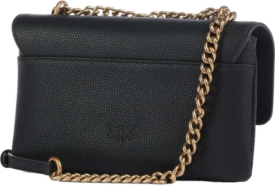 Pinko Zwarte Leren Schoudertas Met Kliksluiting Black Dames - Foto 2