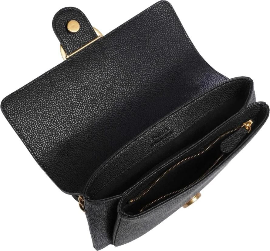 Pinko Zwarte Leren Schoudertas Met Kliksluiting Black Dames