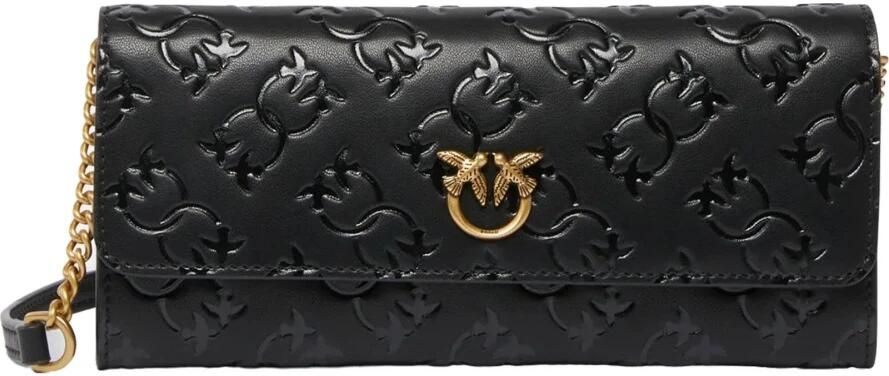 Pinko Zwarte Portemonnee met Monogram en Schouderband Black Dames - Foto 13