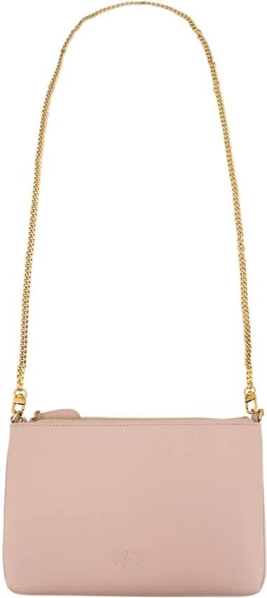 Pinko Platte schoudertas van zacht leer met Love Birds Diamond Cut Pink Dames - Foto 8