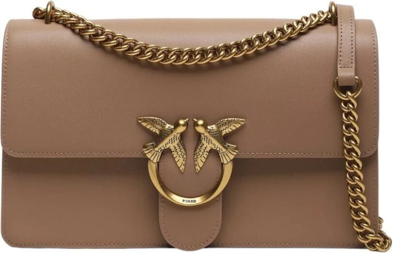 Pinko Klassieke Love Tas van Zacht Leer met Metalen Love Birds Gesp Brown Dames - Foto 4