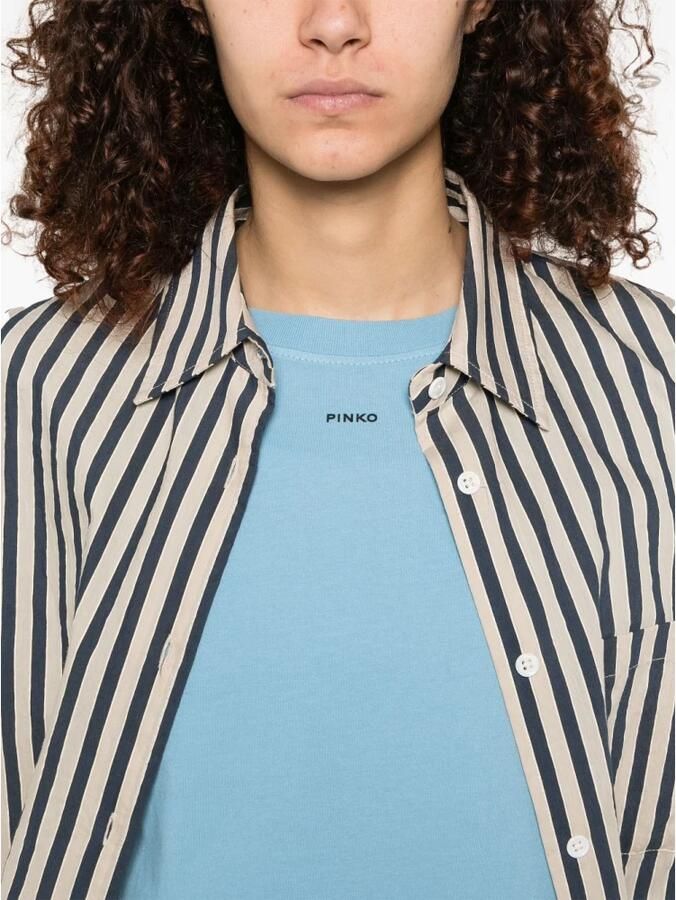 Pinko Casual Katoenen T-shirt voor Mannen Blue Dames