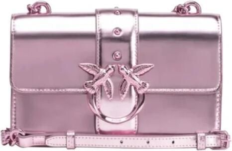 Pinko Lila Leren Schoudertas Purple Dames